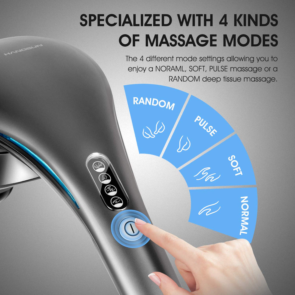 HANGSUN Cordless Neck Back Masssger Handheld Deep Tissue Percussion Massage for Shoulder, Leg, Calf, Foot, Muscle Pain Relief MG700 Rechargeable Electric Double Head Full Body Massagers