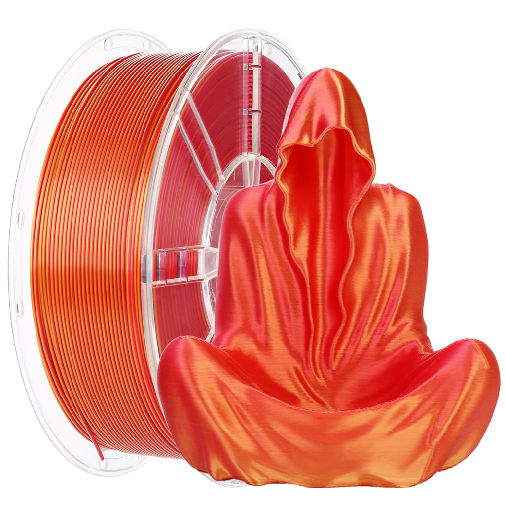 FXAAGFH 1KG 3D Printer Filament Bundle, 3 D PLA Printing Filament 1.75mm, Dual Color, +/-0.03mm, 1kg/2.2lbs Silk Golden Red