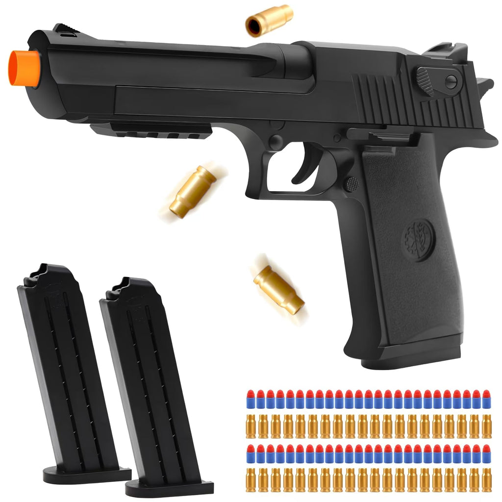 DaoDaoZhu Soft Bullet Toy Gun Pistol Shell Ejecting, Fake Prop Gun Black
