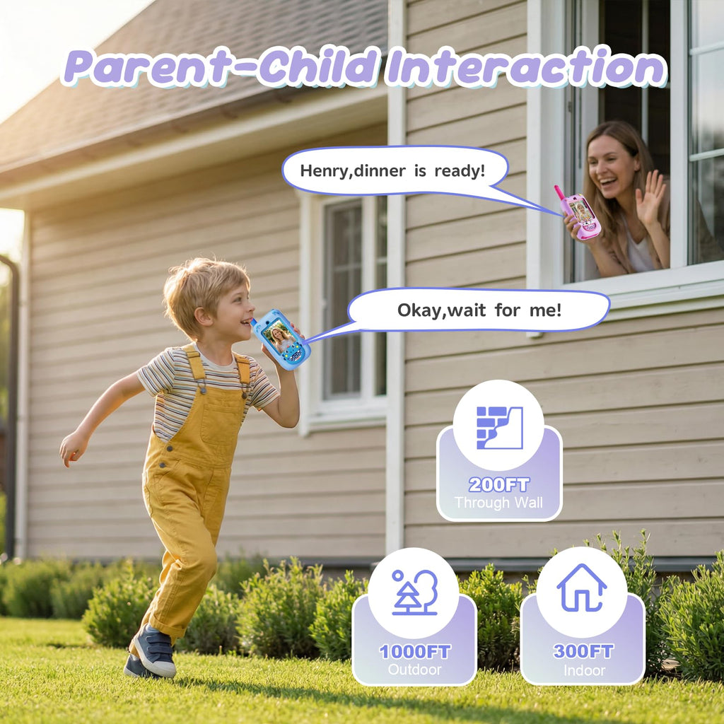 Video Walkie Talkies for Kids, 2 Pack HD Camera Long Range Two Way Radios