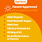 Feel Great USDA Organic Liquid Vitamin D Drops for Infants & Toddlers (2 oz) w/ K2 for Absorption | Vitamin D for Kids Supports Immune Support & Bone Health | Sugar Free, Vegan, Non-GMO & Gluten Free