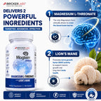 Bricker Labs Magtein & Lion's Mane Magnesium L-Threonate Supplement