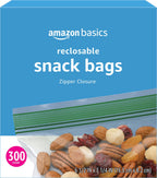 Amazon Basics Reclosable Food Storage Snack Bags,300 Count (Pack of 2)
