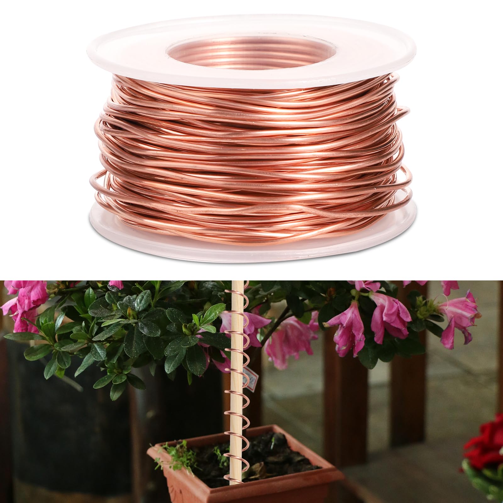Electroculture Gardening Antenna, 65 Feet Pure Copper Wire Electroculture Garden Stake Copper Rod Coil Bare 16 Gauge 99.9% Soft for Growing Plants and Vegetables
