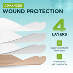 Inspire Sacral Silicone Foam Dressing Large Waterproof Bandages for Wounds, Burns & Bed Sores Safe for Sensitive Skin, Adhesive Pad Sacrum Dressings for Post-Surgery Wound Care (7 x 7 in) (15 Pack)