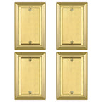 Metal Wall Plate for Electrical Outlets, Decorative Brass Gold Switch Plates Outlet Cover, Light Switch Cover Plate, 1-Gang Wall Plates (Single blank, 4 Pack)