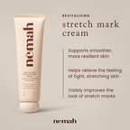 Nemah Stretch Mark Cream for Pregnancy, Moisturizing Belly Cream with Algaktiv UpLift, Shea Butter & Macadamia Oil, Pregnancy Body Cream for Belly, Hips & Thighs, 3.4 oz