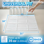 60 Packs Commode Liners With 60 Absorbent Pads, Leak-Proof Disposable Toilet Bags for Adults, Fits All Bedside Toilet Chairs Bucket, Portable Potty Liners for Home Medical Use, No Mess Cleanup