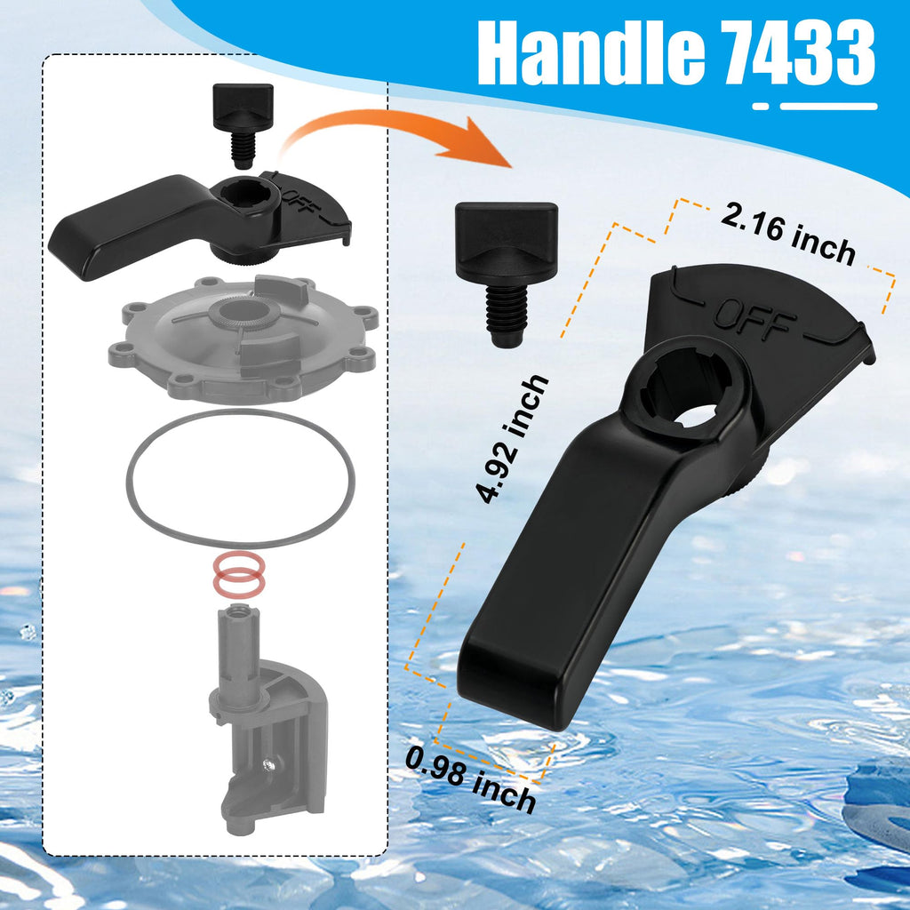 NURATIT 2-Port/3-Port Pool Valve Rebuild Kit Compatible with Jandy 2-way/3-way 4716, 4717 Valves, and Jandy Gray Series Valves, Includes Handle 7433, Valve Cover 4606, Diverter Valve 4720 (1 Pack)