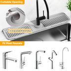 24'' Folding Faucet Mat for Kitchen Sink Splash Guard[7° Slope Fast Self-draining][Snap Lock Fit] Kitchen Sink Faucet Mat Splash Guard Kitchen Sink Area Water Splash Guard Behind Faucet Draining Mat