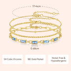 GexTyde Gold Birthstone Bracelet for Women, 18K Gold Plated Layered Jewelry Bracelet Set, Womens Dainty Stackable Bracelets Link Paperclip Chain Valentines Day Gift for Wife Her