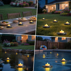 GGNOO Solar Floating Pool Lights, 3-Pack Solar-Powered Float Candles Lamps Tea Light for Pond Party Garden Backyard Outdoor Decor