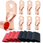TKDMR 8 PCS 4/0 AWG - 3/8 Battery Cable Lugs Copper Wire Ring Terminals