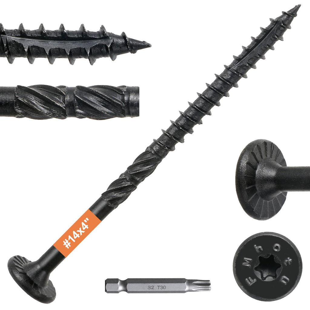 #14 x 4 Wood Structural Lag Screws 600Pcs Star Drive Decking Wood Screws, Rust Resistant Timber Screws for Timber/Log/Landscaping