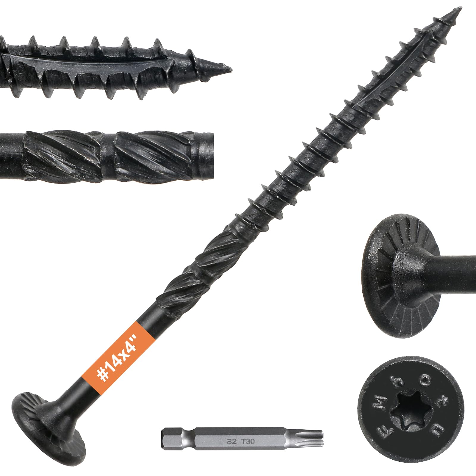 #14 x 4 Wood Structural Lag Screws 600Pcs Star Drive Decking Wood Screws, Rust Resistant Timber Screws for Timber/Log/Landscaping