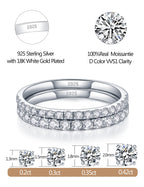 IMOLOVE Moissanite Wedding Band Wedding Rings for Women 925 Sterling Silver Rings with 18K White Gold Plated Eternity Stackable Engagement Ring Anniversary Band Size 6