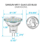SANSUN 3W MR11 LED Landscape Light Bulbs, Low Voltage 12V 20W Halogen Replacement for Outdoor Landscape Spotlight and Track Light, GU4 Bi-Pin Base, Daylight White 4000K, Non-Dimmable, (Pack of 12)