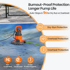 Cleartide Smart Automatic Pool Cover Pump, 1/4 HP 2160 GPH with Auto On/Off & Freeze Protection, Pump for Inground/Above Ground Winter Pool Covers, Dual Mode, 25ft Cord, 120V AC