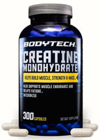 BodyTech Creatine Monohydrate Capsules, Micronized Creatine Formula for Men and Women, 2250 mg per Serving, Pre Workout & Post Workout Supplement, Gluten Free, Sugar Free, 300 Capsules Per Bottle