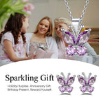 Bestyle Butterfly Earrings for Women Sterling Silver June Birthstone Alexandrite Butterflies Stud Earring Funny Cute Cubic Zirconia Earring Jewelry Mom Wife Grandma Daughter Birthday Gifts
