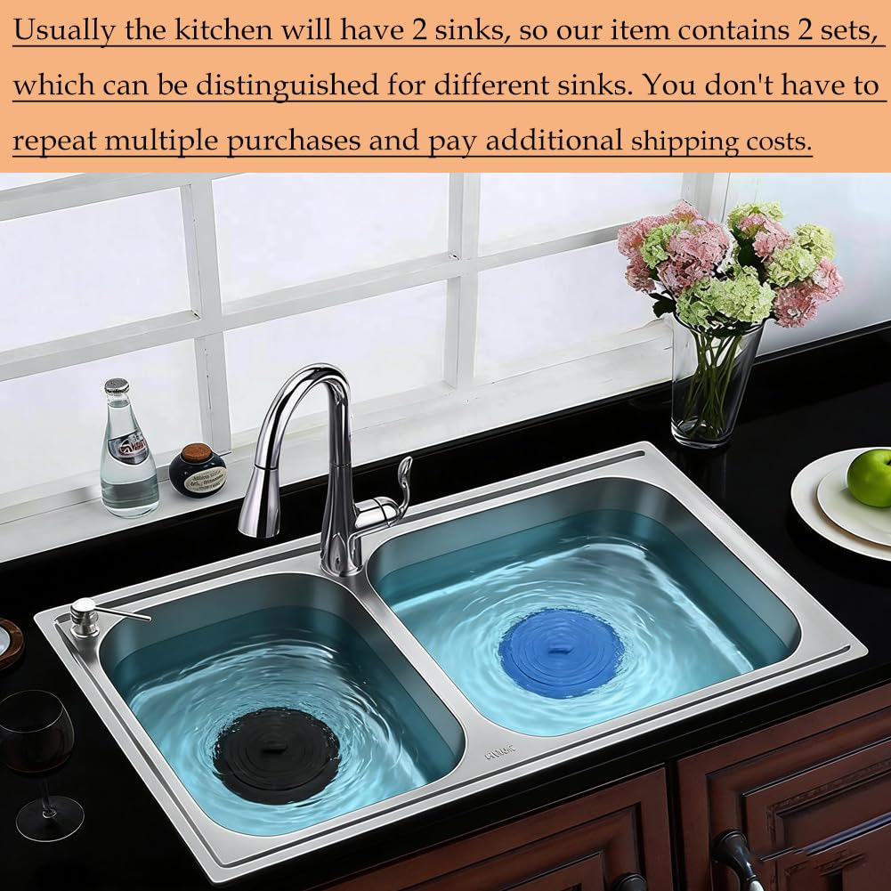 Seatery 4PCS Kitchen Sink Strainer Stopper Kit, Universal Silicone Sink Drain Plug Cover, Drain Water Stopper, 4.5 Inch Stainless Steel Sink Drain Strainer, Food Debris Catcher for Kitchen
