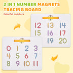 GAMENOTE Magnetic Number Tracing Board, 2 in 1 Double Sided Numbers 1-20 Writing Board for Toddlers & Kids, Preschool Handwriting Learning Toys, Educational Math Manipulatives