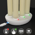 Rechargeable Flameless Taper Candles with Remote, Charging Base, 6 Pcs