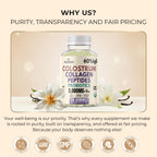 Colostrum Gummies I Collagen Peptides I Probiotics 5000+ mg w/ 60% IgG I Immunity Support & Gut Health - Liposmal Technology - U.S. Sourced Superfood - Grass-Fed Bovine - 120 gummies (Vanilla Flavor)