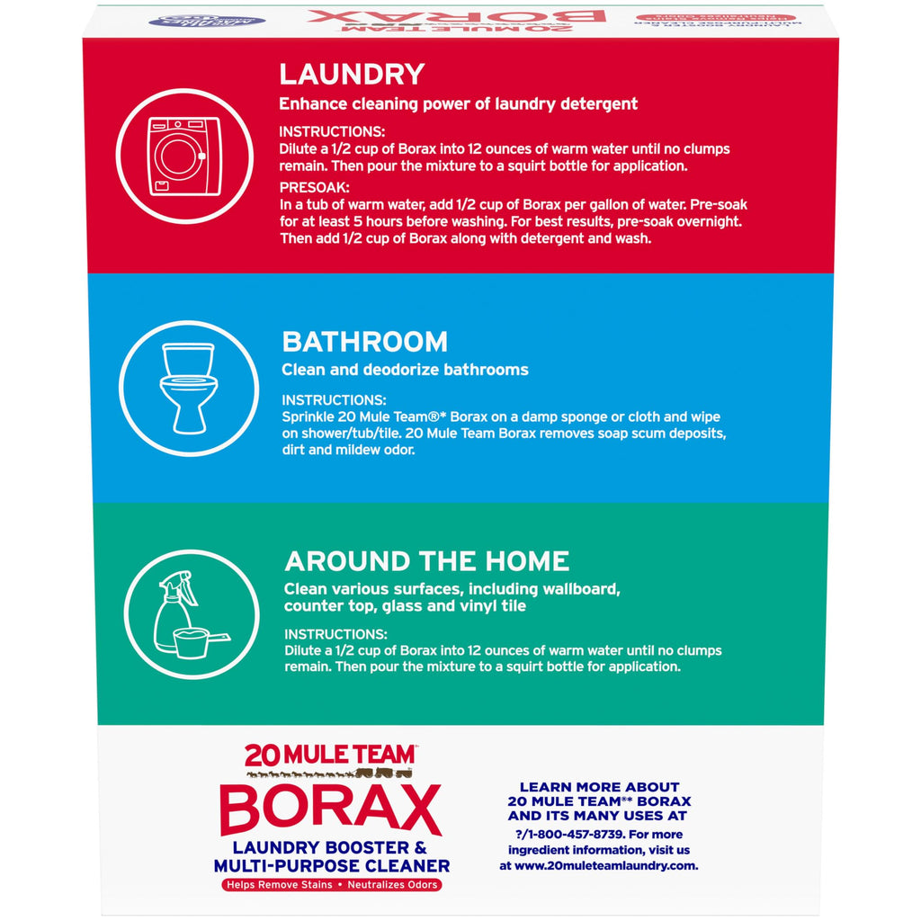 20 Mule Team All Natural Borax Detergent Booster & Multi-Purpose Household Cleaner, 65 Ounce, 4 Count