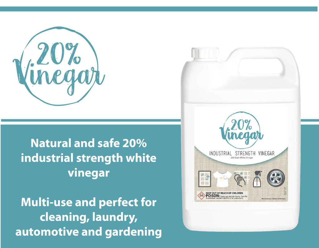 20% Professional Grade Concentrated Vinegar | Dilutes to 4 Gallons of Multipurpose Cleaning Vinegar | 4x Power Vinegar | Hundred's of Industrial & Home Uses