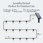 Brightech Ambience Pro Solar Powered Outdoor String Lights -27 ft Commercial Grade Waterproof Edison Patio Lights, Shatterproof LED String Lights for Outside, Porch - 12 Bulbs, 1W Soft White