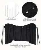 SZIVYSHI 14-Bone Overbust Corset Top - Black - Medium