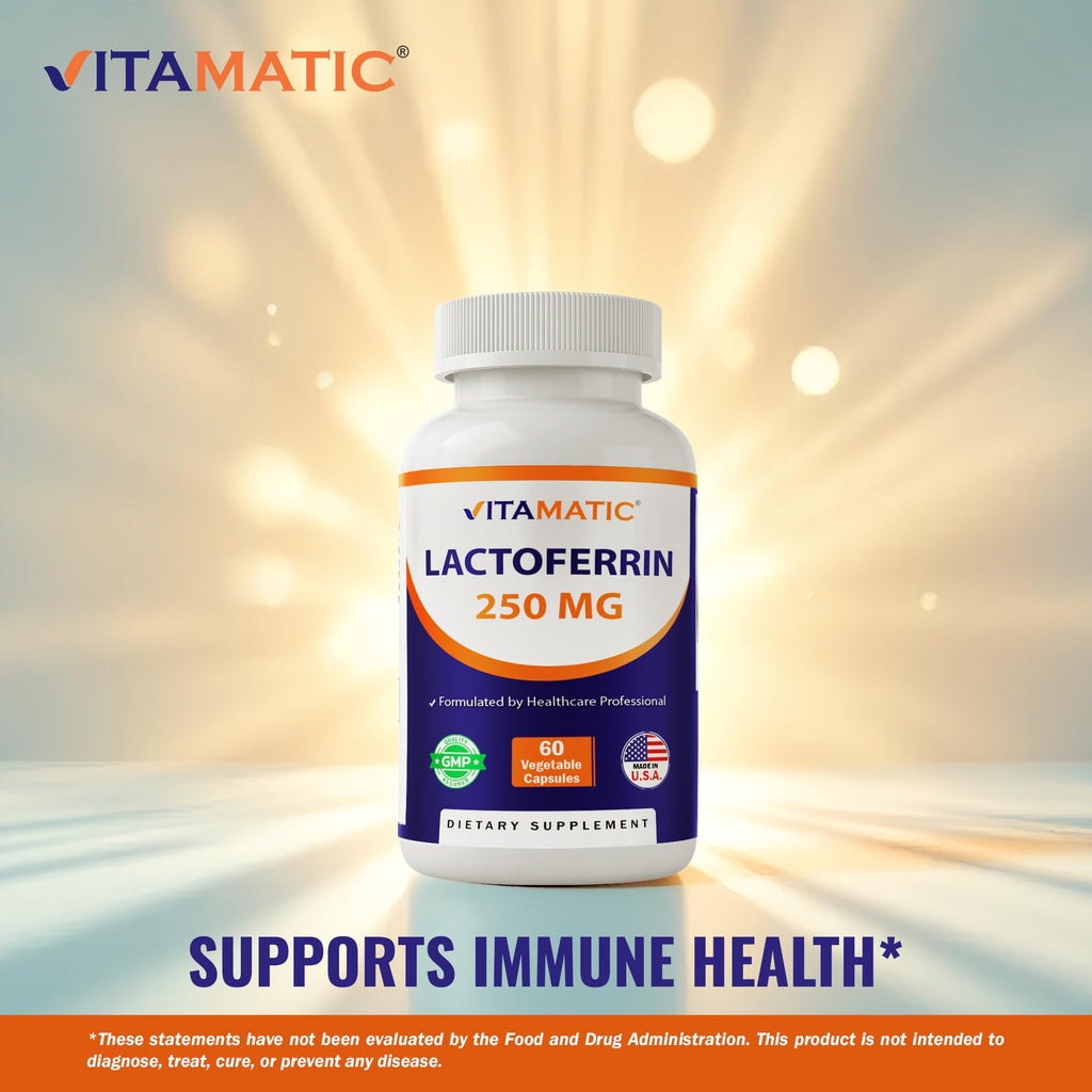 Vitamatic Lactoferrin 250mg – 60 Vegetable Capsules - 2 Pack Promotes Healthy Immune Function*