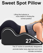 HOMEPAC Sweet Spot Pillow, Memory Foam Support Pillow for Couples, 27 Ergonomic Contoured Lounger Cushion for Back, Lumbar and Body Support, Multi-Functional Comfort Pillow (Black)