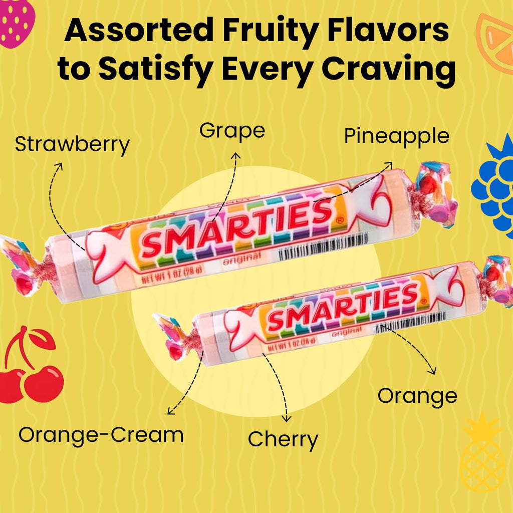 Smarties Candy Giant Rolls - Gluten & Vegan Free - Classic Sweetness From Family Owned Company Since 1949, Peanut & Dairy Free - Individually Wrapped Bulk Halloween Candy- 2.2 Pound (Pack of 2)