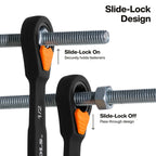 KLEIN TOOLS 69508 SAE Ratcheting Combination Wrench Set, 8-Piece, Slide-Lock 90-Tooth Ratchet, I-Beam Handle, Color-Coded Size Markings, Roll Pouch Storage