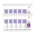 simplehuman Code K 200 Count, Dispenser Pack Custom Fit Liners, Drawstring Trash Bags, 35-45 Liter / 9-12 Gallon, White