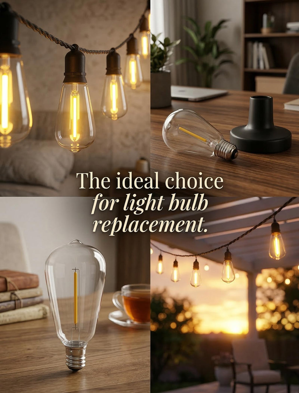 Konictom ST38 E12 LED Replacement Bulbs for Outdoor String Lights, 25 Pack 0.6W 120V Shatterproof Plastic Edison Bulbs, 2700K Warm White, 43LM IP65 Waterproof Dimmable Patio Light Bulbs