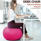 Fitvids Anti-Burst and Slip Resistant Exercise Ball for Yoga, Fitness, Birthing With Quick Pump - 2,000-Pound Capacity, Pink, 30-Inch, XL