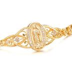 Gold Catholic Bracelet for Women-14k Gold Plated Bracelet,Hypoallergenic Non Tarnish Trendy Jewelry,Dainty Stainless Steel Cubic Zirconia Religious Baptism Virgin Mary Bracelets Gifts for Mom