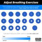 Bas Rutten O2Trainer: Breathing Muscle Training Device | Lung Power & Endurance Tool for Athletes, Singers & High-Altitude Performance | Diaphragmatic Respiratory Trainer | 16 Resistance Caps | Blue