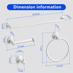 BGL Bathroom Accessories Set 4-Pieces White Zinc Alloy Wall Mounted Towel Racks for Bathroom