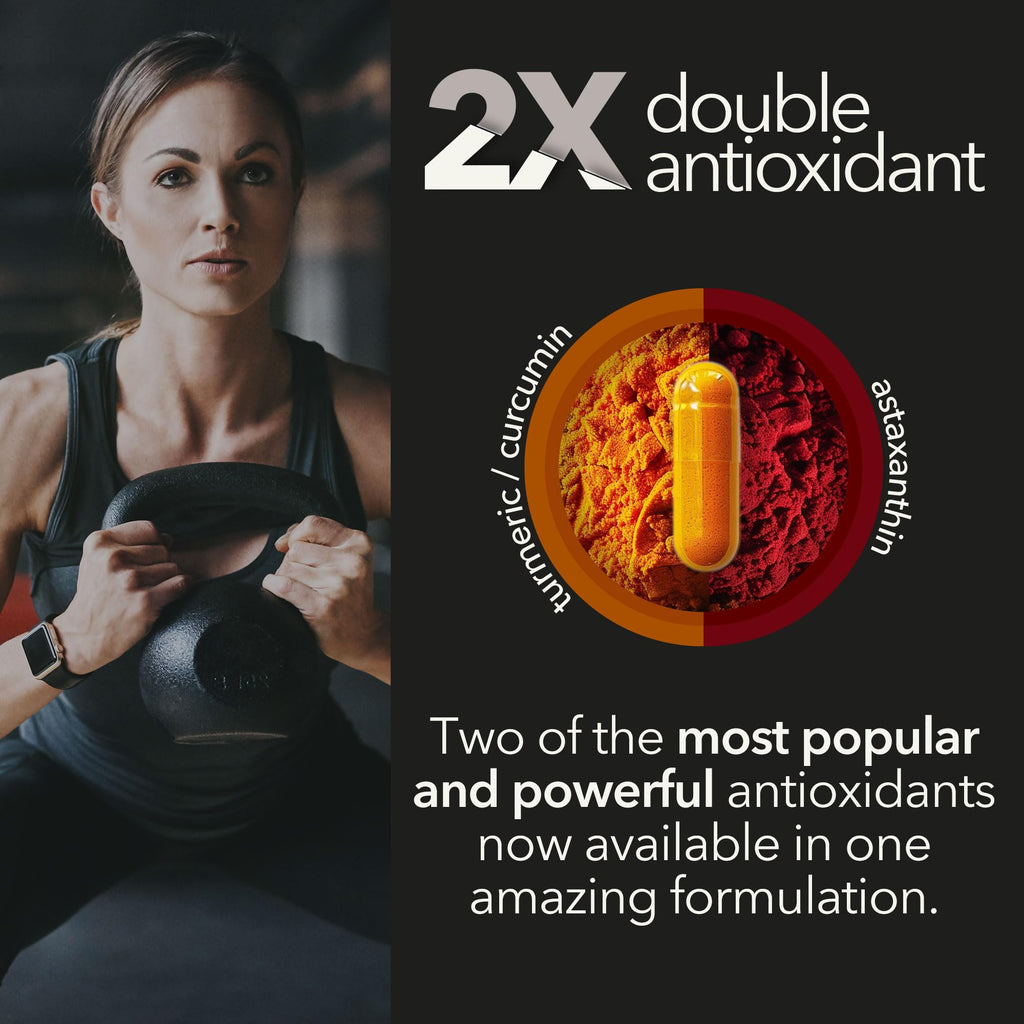 Organic Astaxanthin 12mg Plus Turmeric 1500mg, Black Pepper Extract, High Absorption, Eye, Heart, Skin, Joint, Vegan, Gluten-Free, Non-GMO, Double Antioxidant, Turmeric Curcumin Supplement, 30-Days