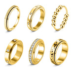 LOFITOR Gold Fidget Rings for Women Men Anti Anxiety Stress Spinner Ring