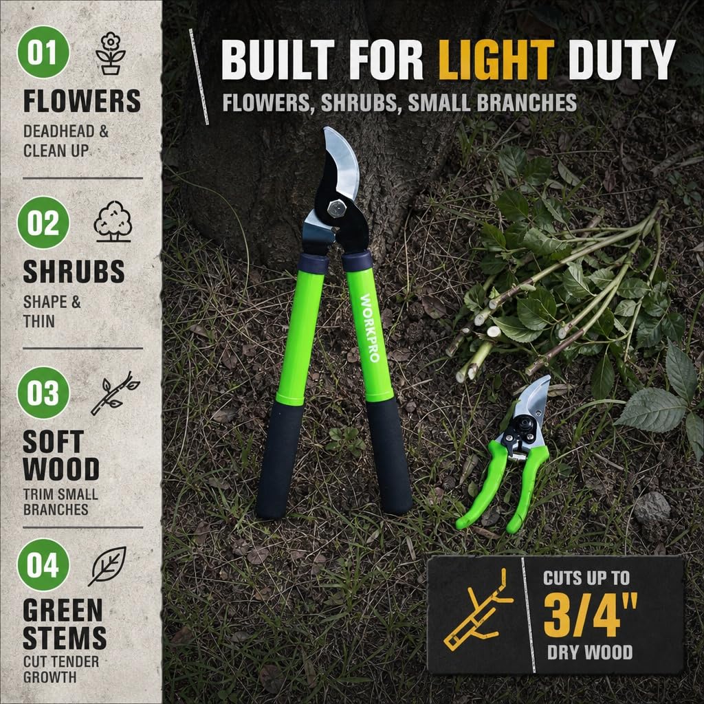 WORKPRO W151010 Limb and Branch Pruner Tool Set, Heat-Treated Steel (1 Set)