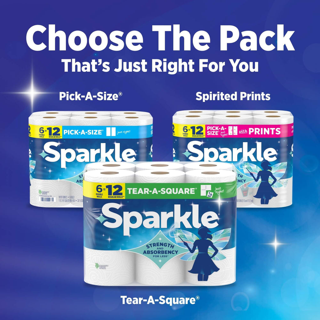 Sparkle Pick-A-Size Kitchen Paper Towels, 24 Double Rolls, 2 Ply