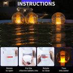 Pool Chlorine Floater with Solar Flame Light, Chlorine Dispenser for Pool, Spa Chemical Dispenser Spacious Floating Chlorinator of 4x3” Chlorines Tablets Easy Opening, Chlorines Holder