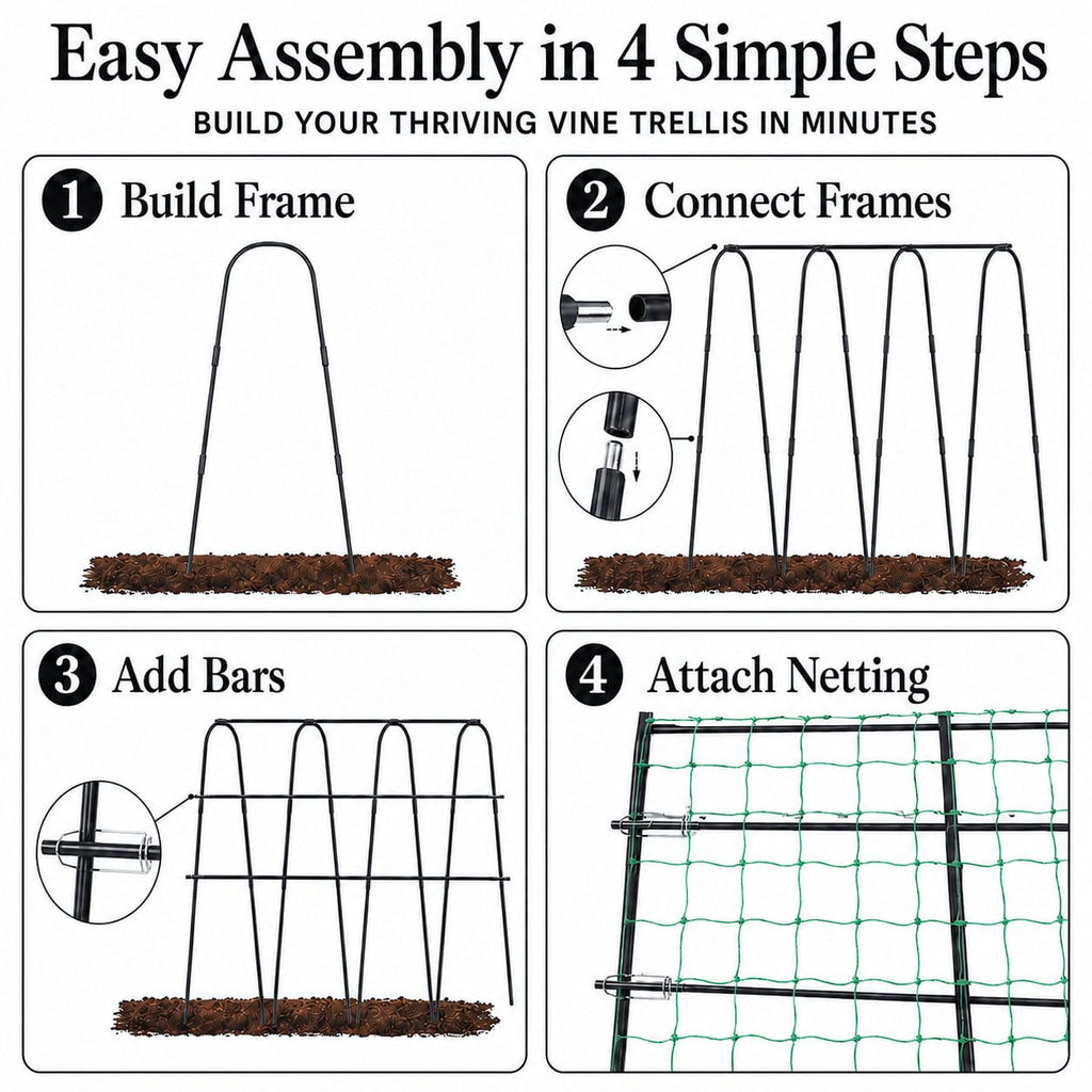 FOLLOOK Cucumber Trellis for Raised Garden Bed, 63x48inch, Black