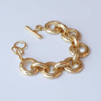 PanLuca 18K Gold Plated Hammered Toggle Bracelet for Women