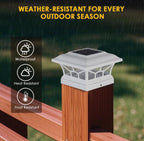 DAMAYCA 2 Pack Solar Post Cap Lights Outdoor Waterproof, Fits 4x4, 5x5, 6x6 Wooden & Vinyl Fence Decks with Warm & Cool White Light Modes (Classic White, 2)